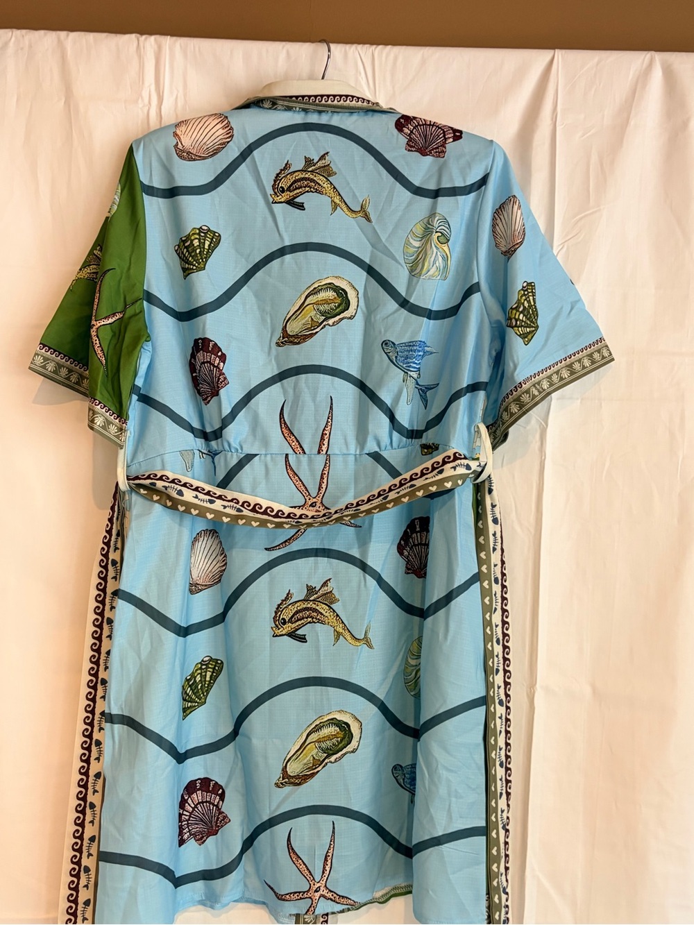 Sunday Up Ocean-motif Midi Shirt Dress in Blue & Green - Picture 4 of 5